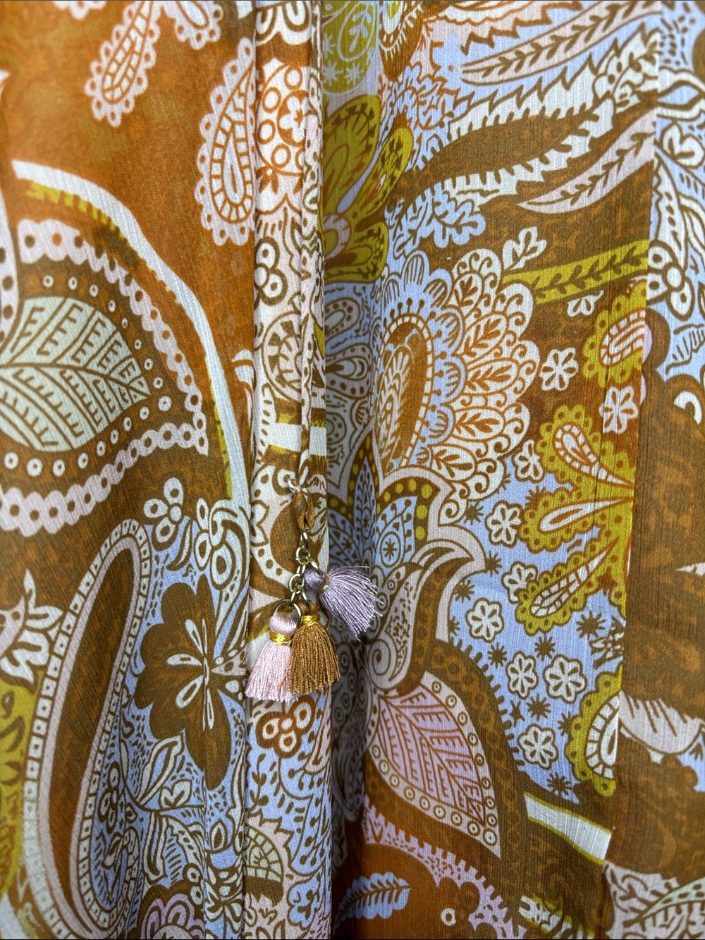 Haute Hippie Paisley Long Sleeve Dress in Rust, Pink & Mustard - Picture 4 of 9